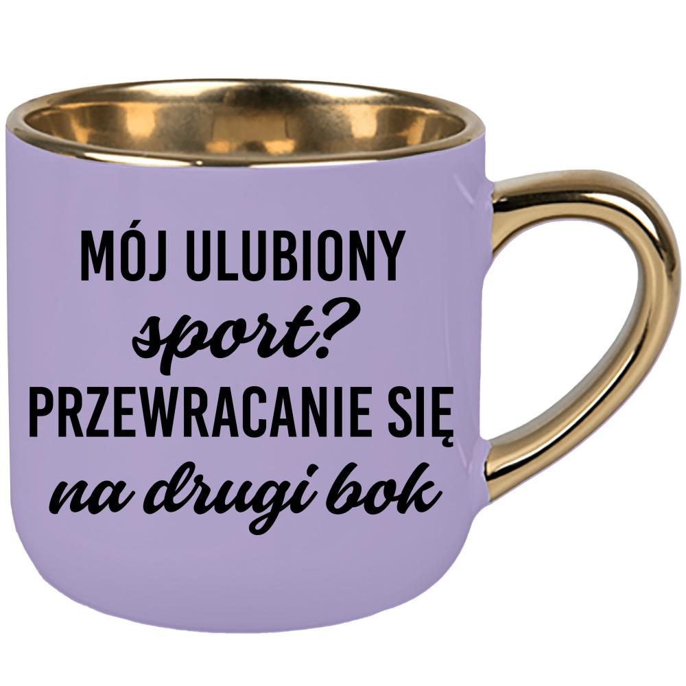Mój ulubiony sport? Przewracanie się drugi bok kubek elegant duży kolor pastelowy fiolet