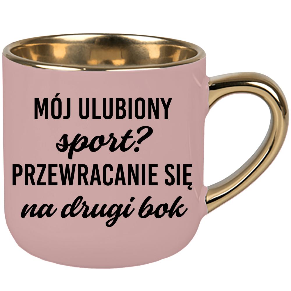 Mój ulubiony sport? Przewracanie się drugi bok kubek elegant duży kolor różowawo-szary