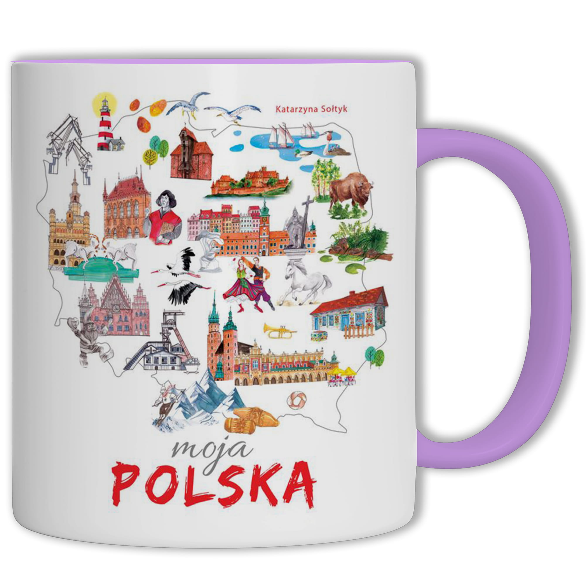 Moja Polska kubek ucho kolor kolor jasnofioletowy