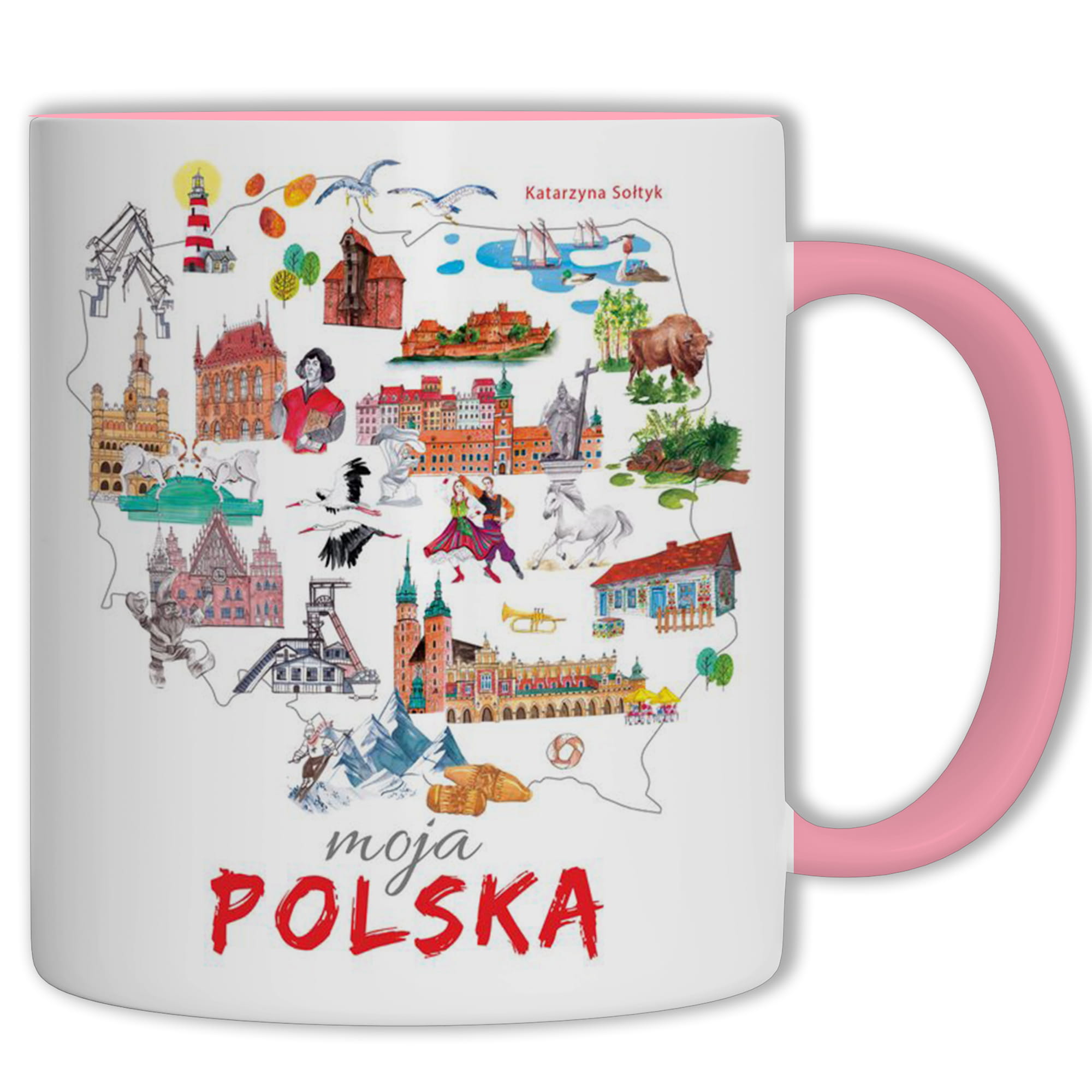 Moja Polska kubek ucho kolor kolor różowy