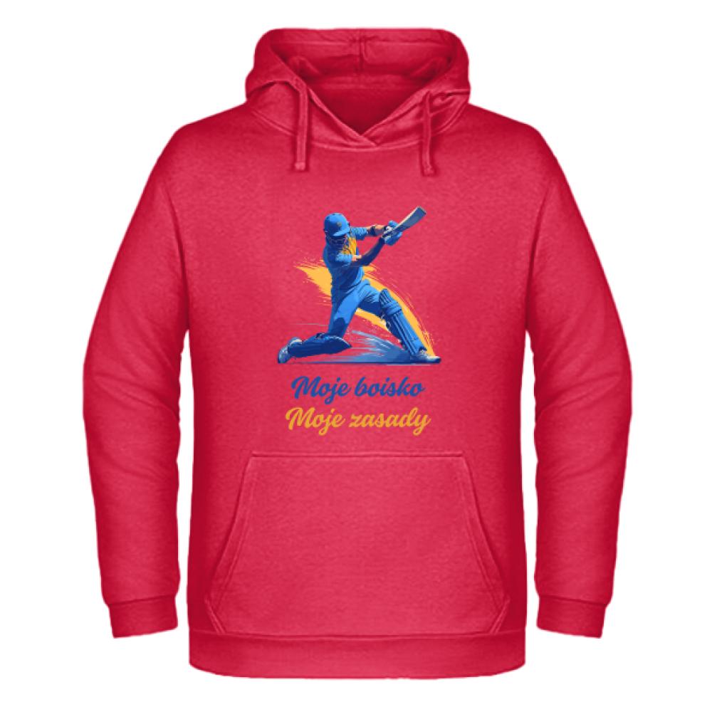 Moje boisko, moje zasady bluza męska z kapturem kolor czerwony