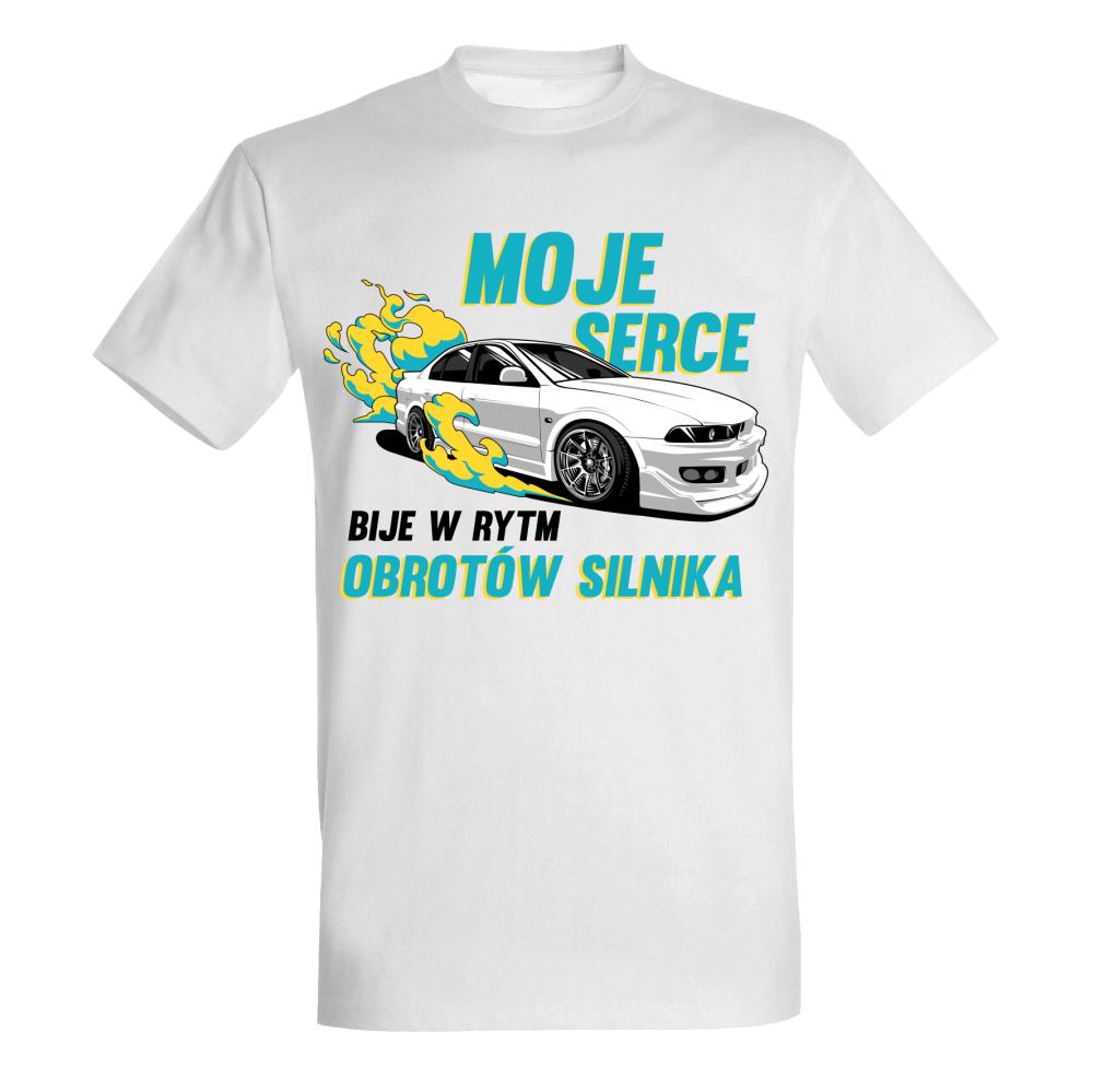 Moje serce bije w rytm obrotów koszulka męska