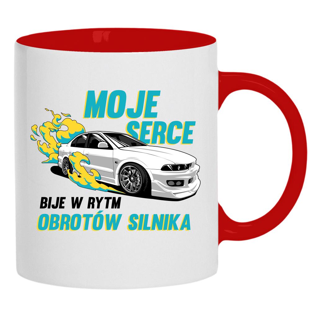 Moje serce bije w rytm obrotów kubek ucho kolor