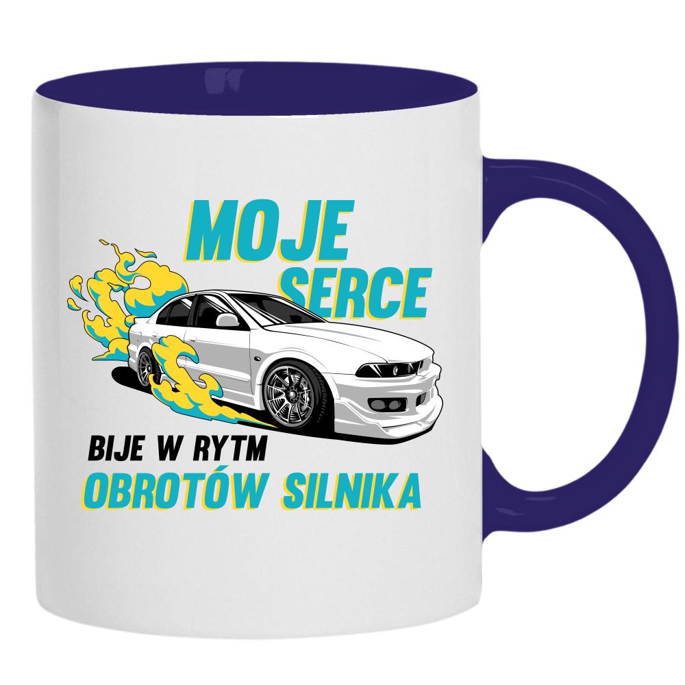 Moje serce bije w rytm obrotów kubek ucho kolor kolor navy