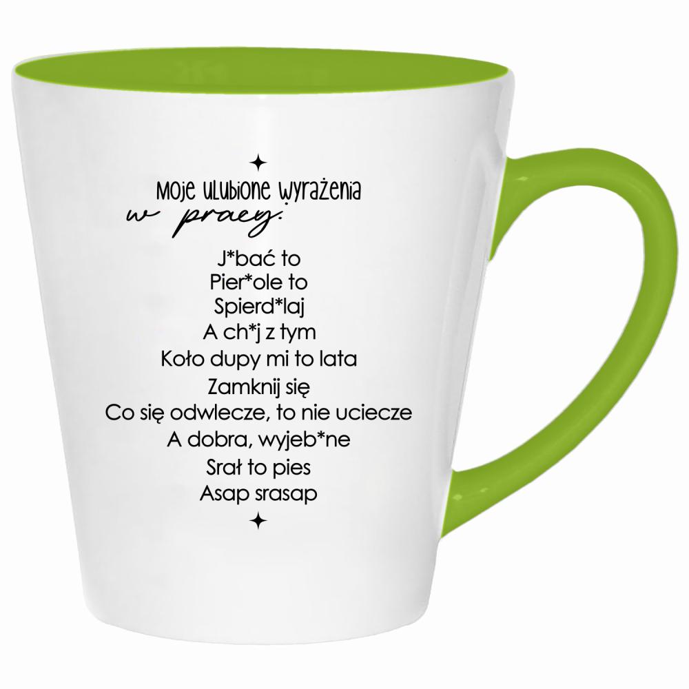 Moje ulubione wyrażenia w pracy kubek latte kolor limonka