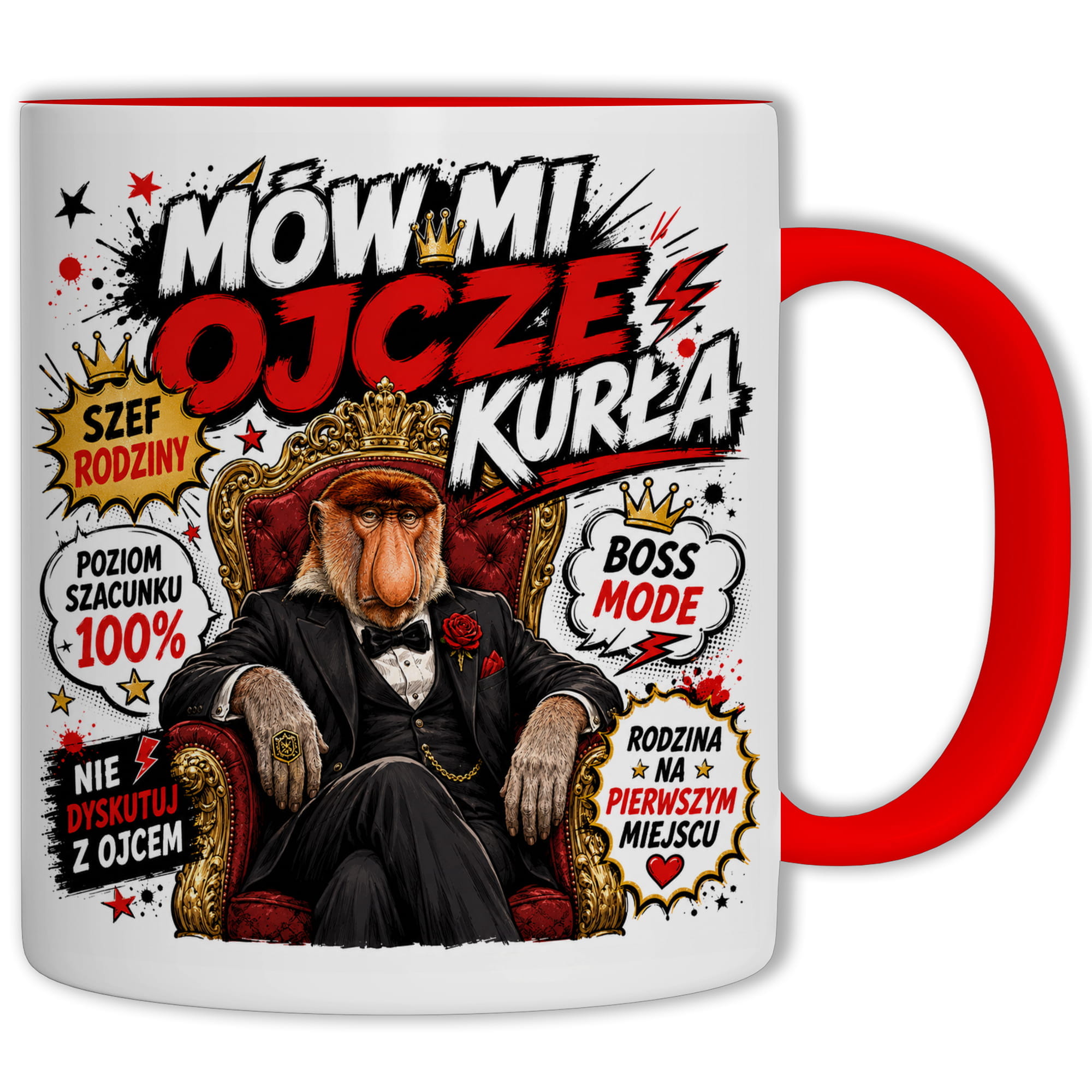 Mów mi ojcze, kurła kubek ucho kolor kolor czerwony