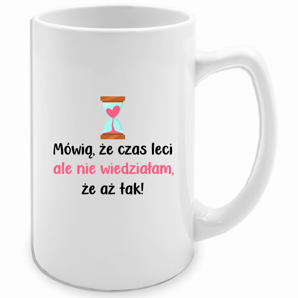 Mówią, że czas leci... kubek biały 413 ml kolor różowy