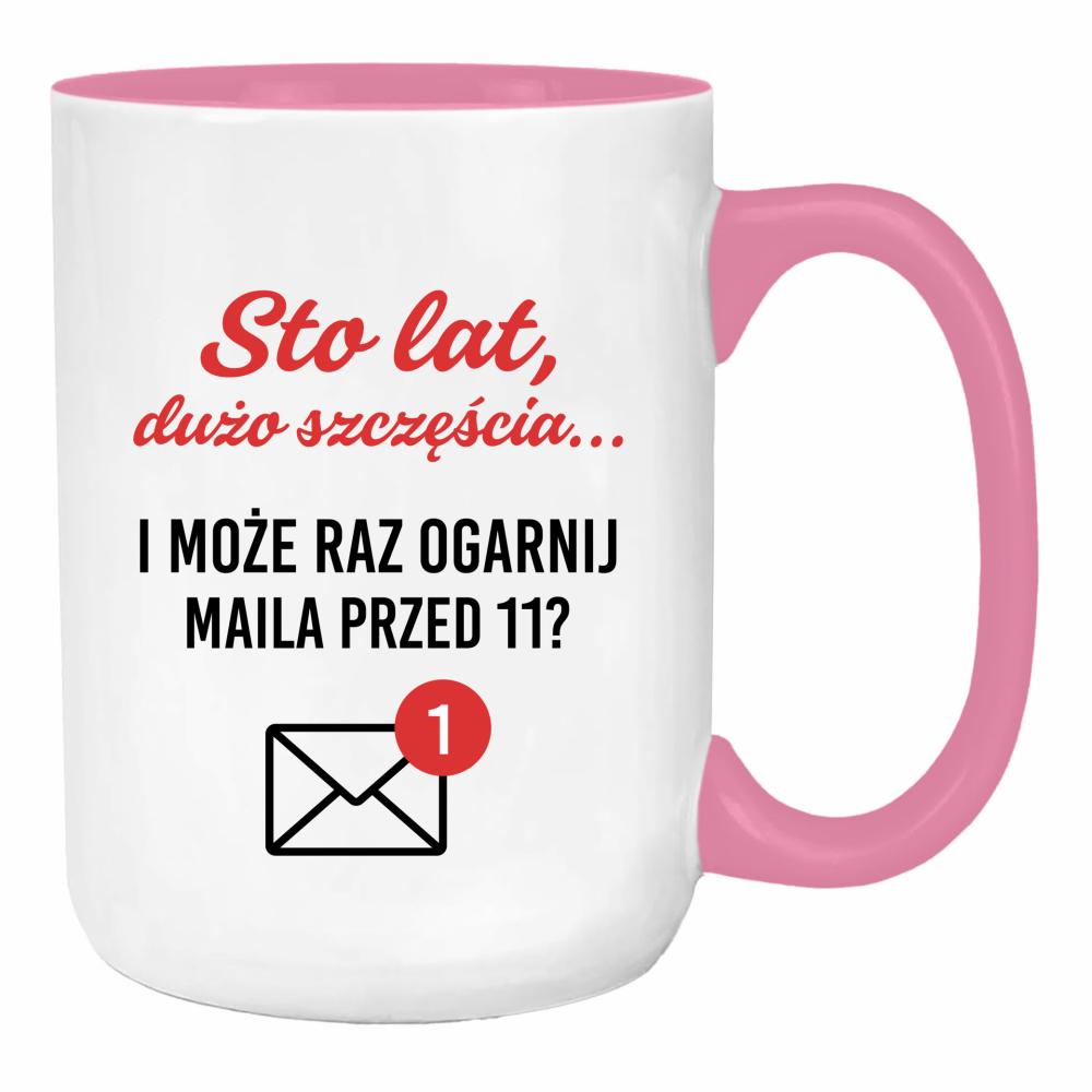 Może raz ogarnij maila przed 11 duży kubek ucho kolor kolor różowy