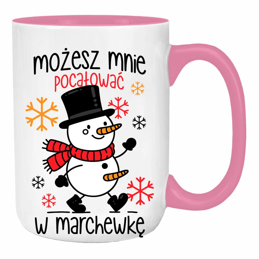 Możesz mnie pocałować w marchewkę duży kubek ucho kolor kolor różowy