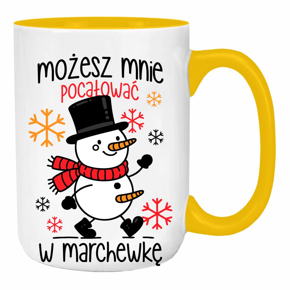 Możesz mnie pocałować w marchewkę duży kubek ucho kolor kolor żółty