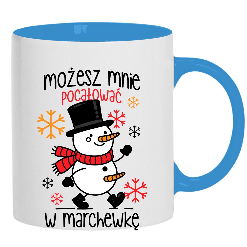 Możesz mnie pocałować w marchewkę kubek ucho kolor kolor jasnoniebieski