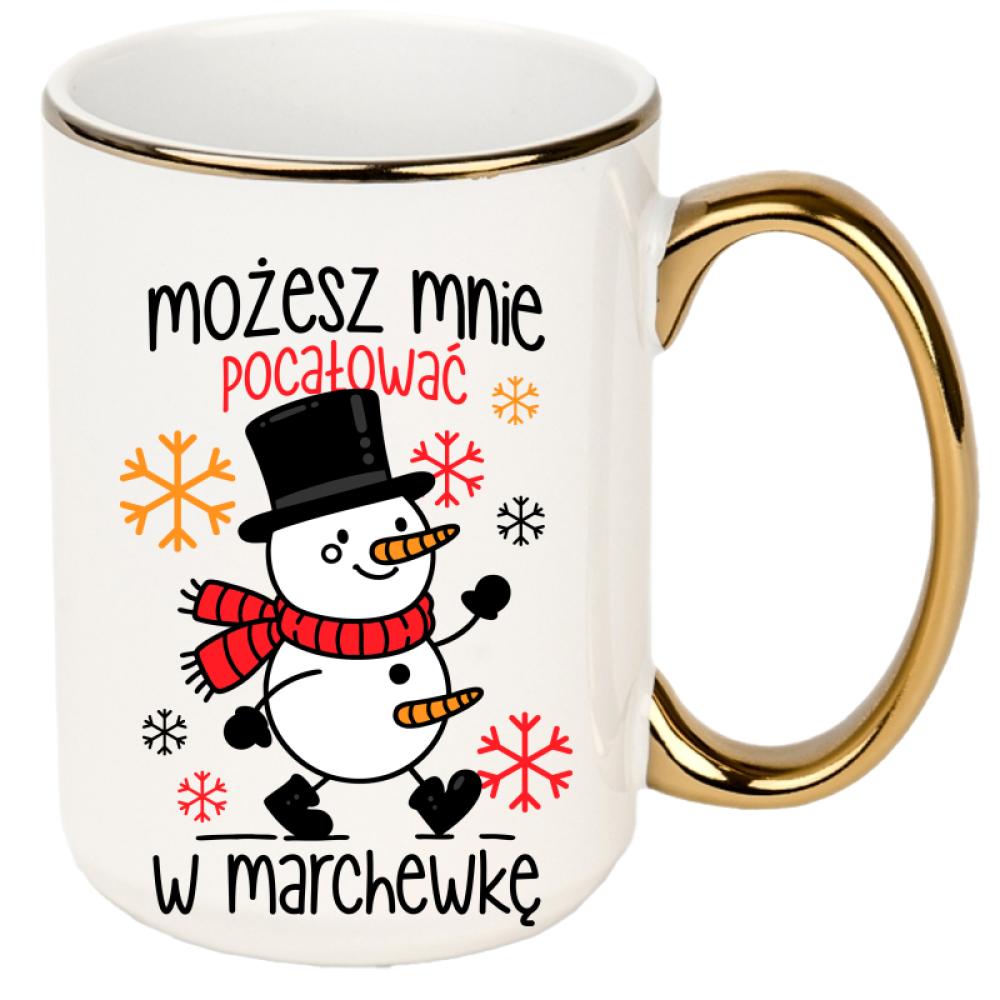 Możesz mnie pocałować w marchewkę kubek xxl złoty rant i ucho kolor czarny