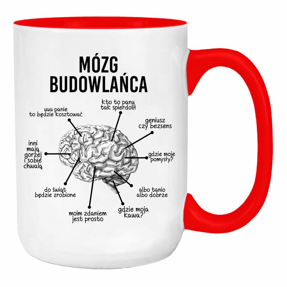Mózg budowlańca duży kubek ucho kolor kolor red