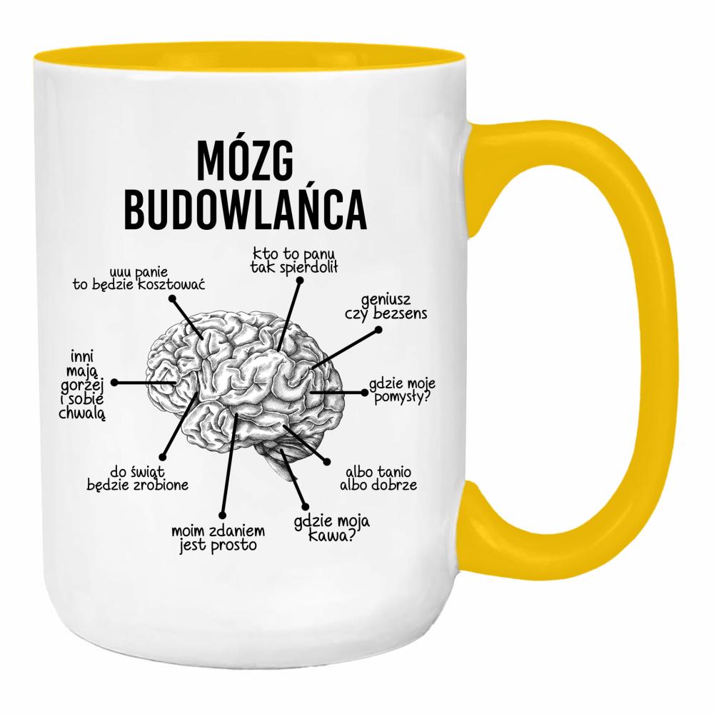 Mózg budowlańca duży kubek ucho kolor kolor żółty