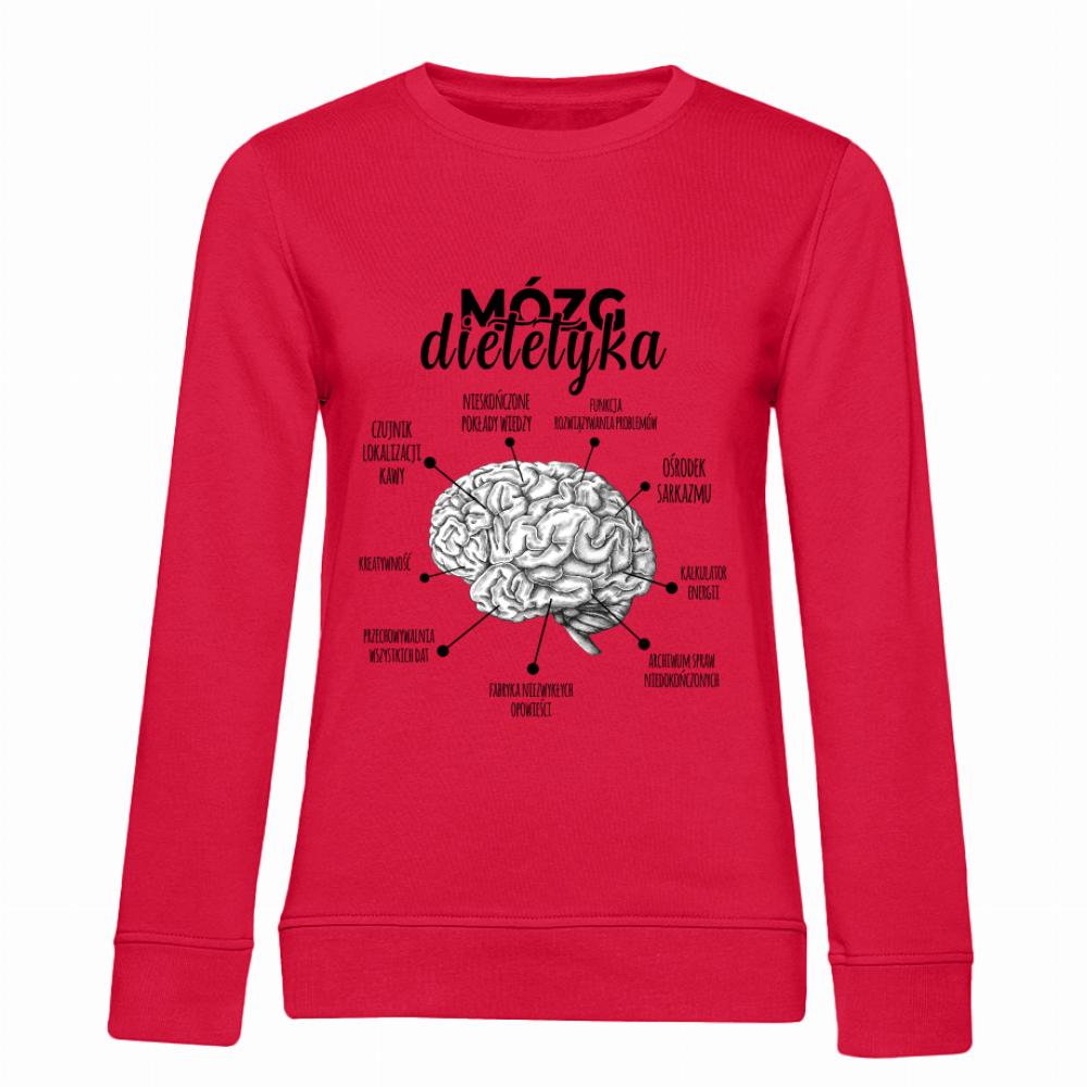 Mózg Dietetyka bluza damska bez kaptura kolor czerwony