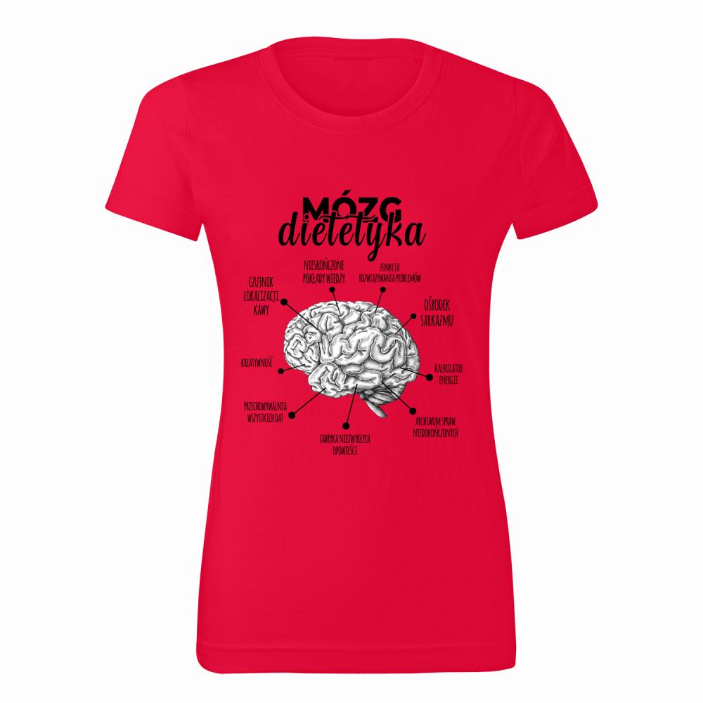 Mózg Dietetyka koszulka damska kolor czerwony