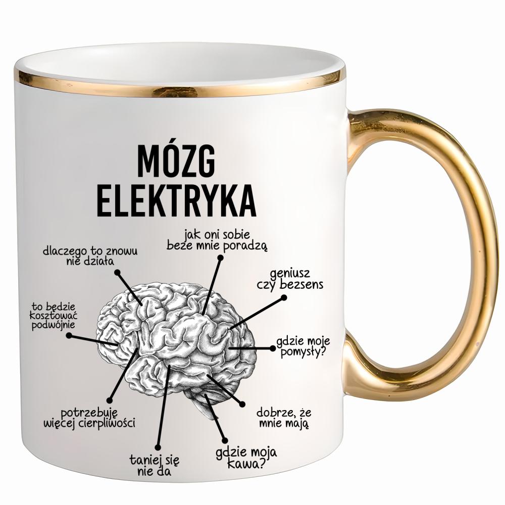Mózg elektryka kubek ze złotym uchem i rantem kolor różowy