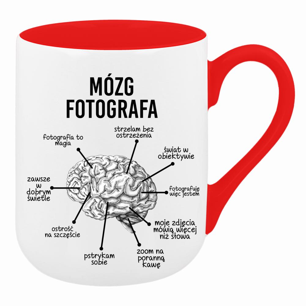Mózg fotografa kubek coffee kolor czerwony latte