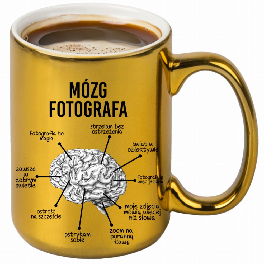 Mózg fotografa kubek złoty kolor navy