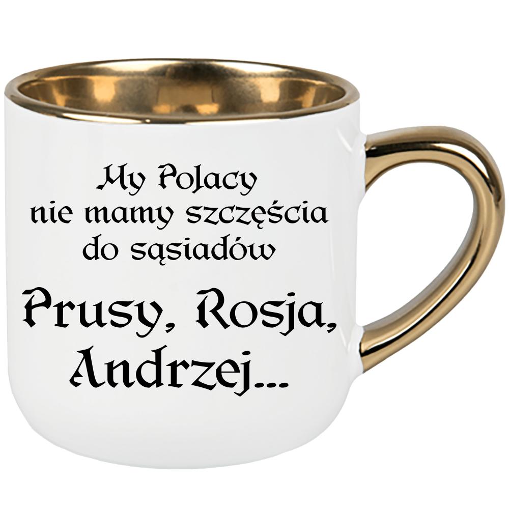 My Polacy nie mamy szczęścia do sąsiadów kubek elegant duży kolor miętowo zielony