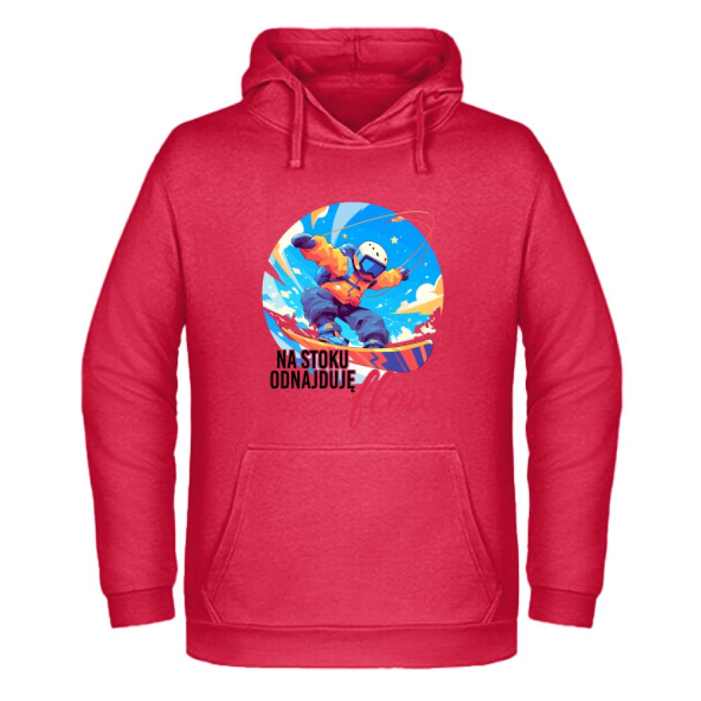 Na stoku odnajduję flow bluza męska z kapturem kolor czerwony
