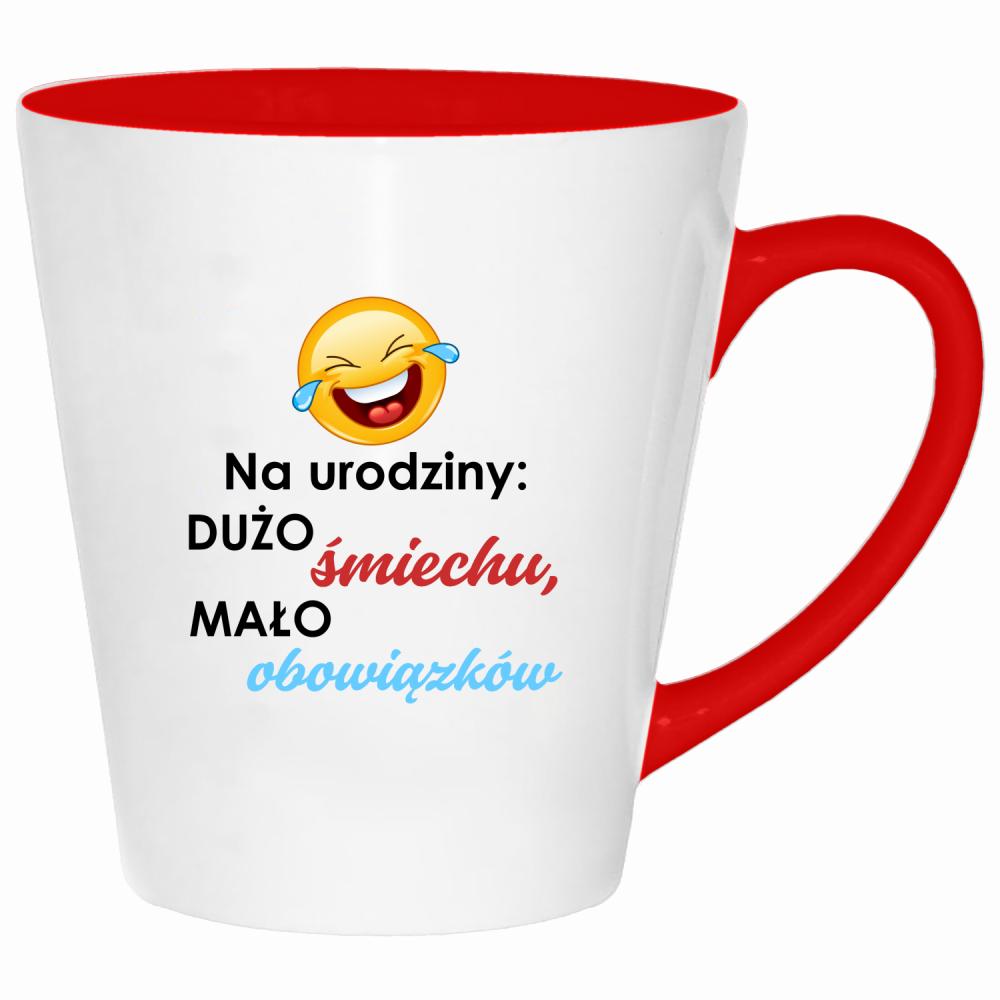 Na urodziny: dużo śmiechu, mało obowiązków kubek latte kolor czerwony latte