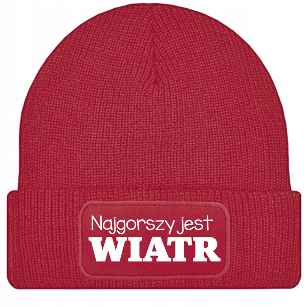 Najgorszy jest wiatr czapka zimowa kolor czerwony
