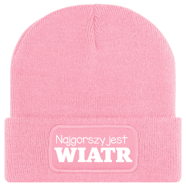 Najgorszy jest wiatr czapka zimowa kolor różowa czapka