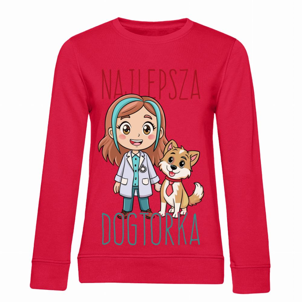 Najlepsza doktorka bluza damska bez kaptura kolor czerwony