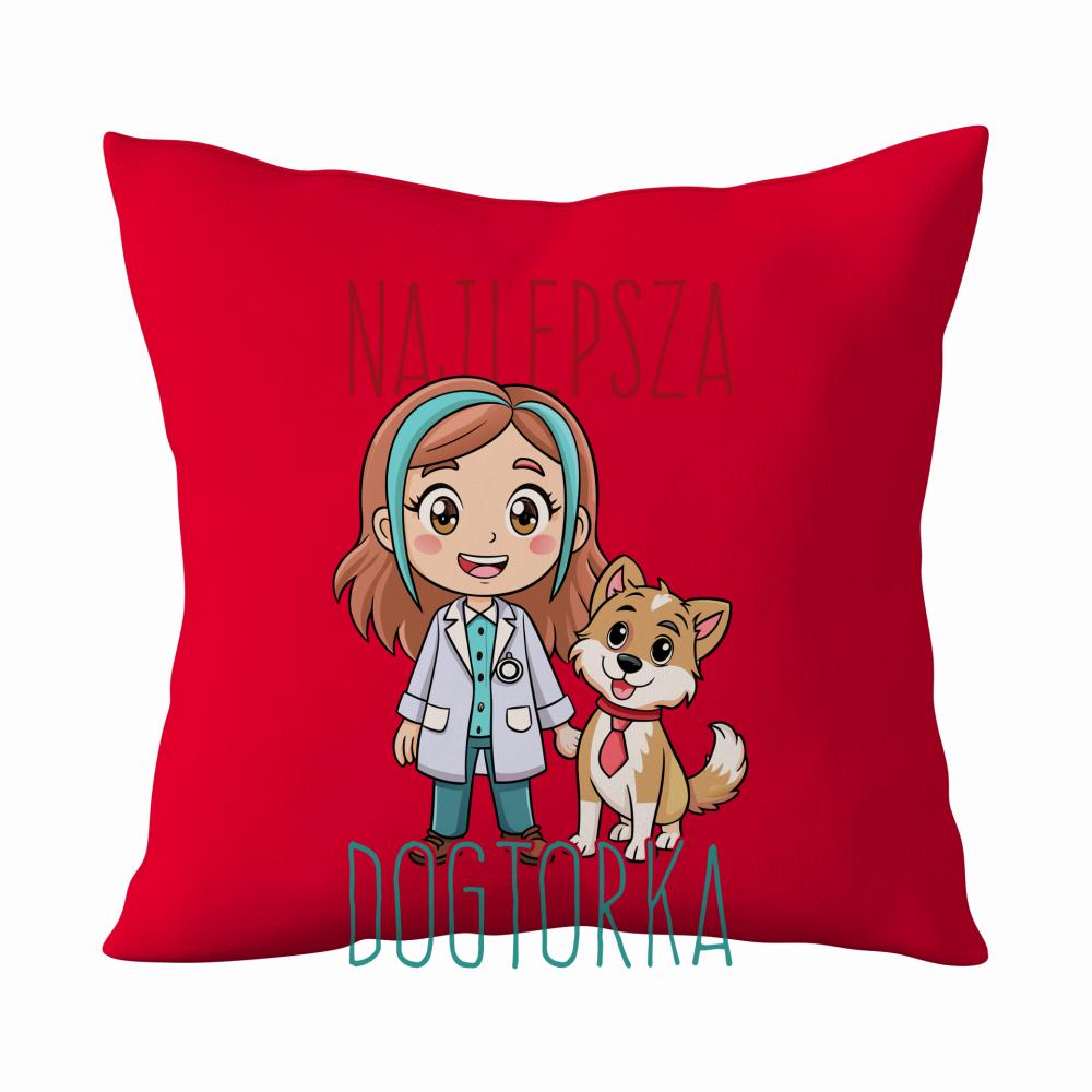 Najlepsza doktorka poduszka kolor czerwony