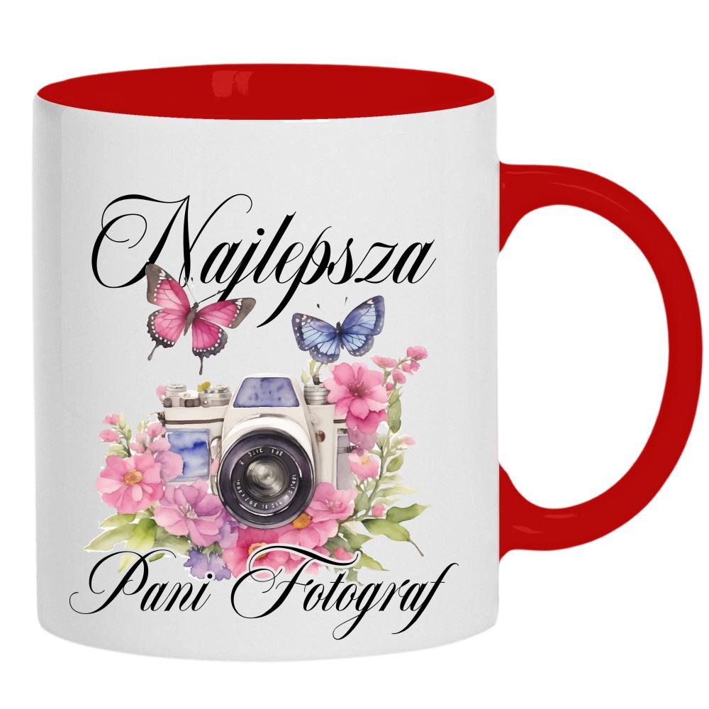 Najlepsza Pani Fotograf kubek ucho kolor kolor czerwony