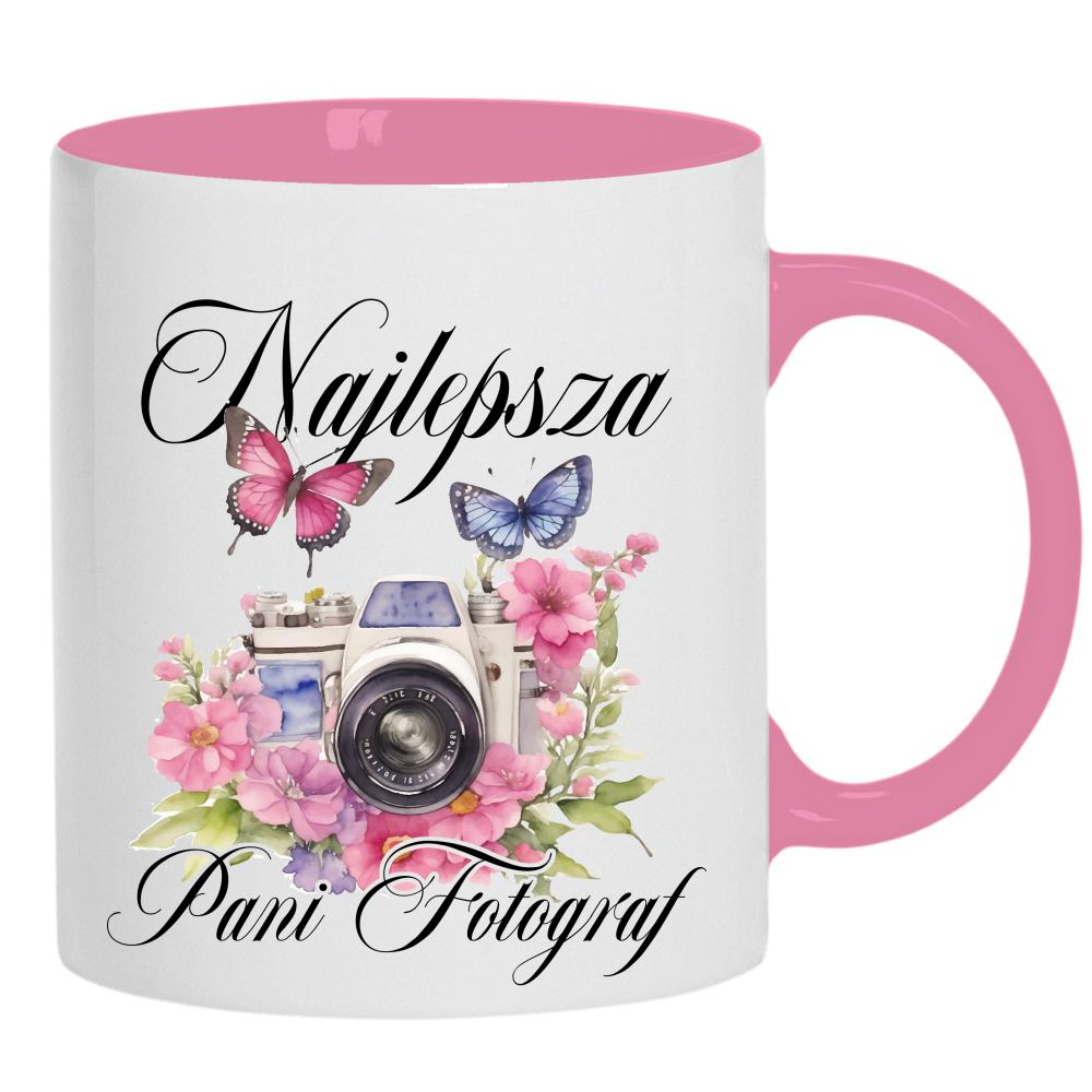 Najlepsza Pani Fotograf kubek ucho kolor kolor różowy
