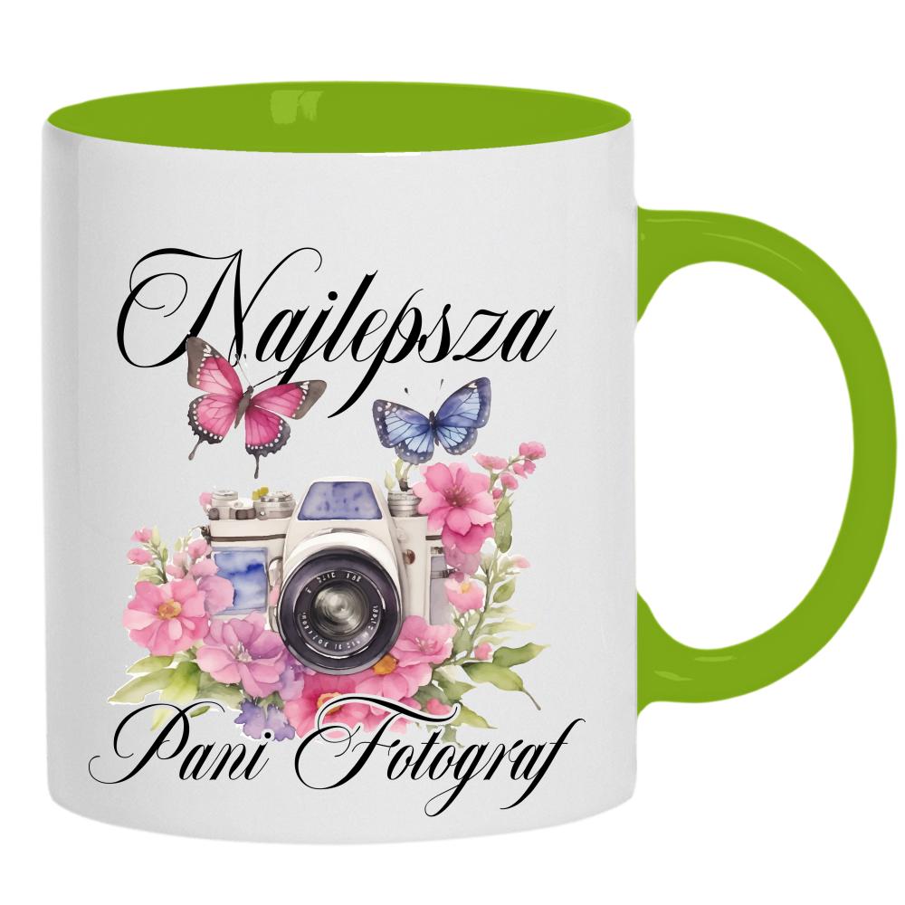Najlepsza Pani Fotograf kubek ucho kolor kolor zielony