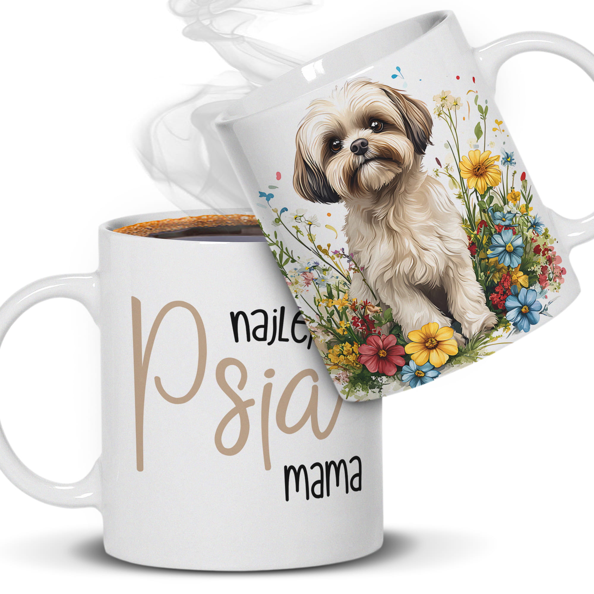 Najlepsza psia mama kubek ucho kolor kolor biały