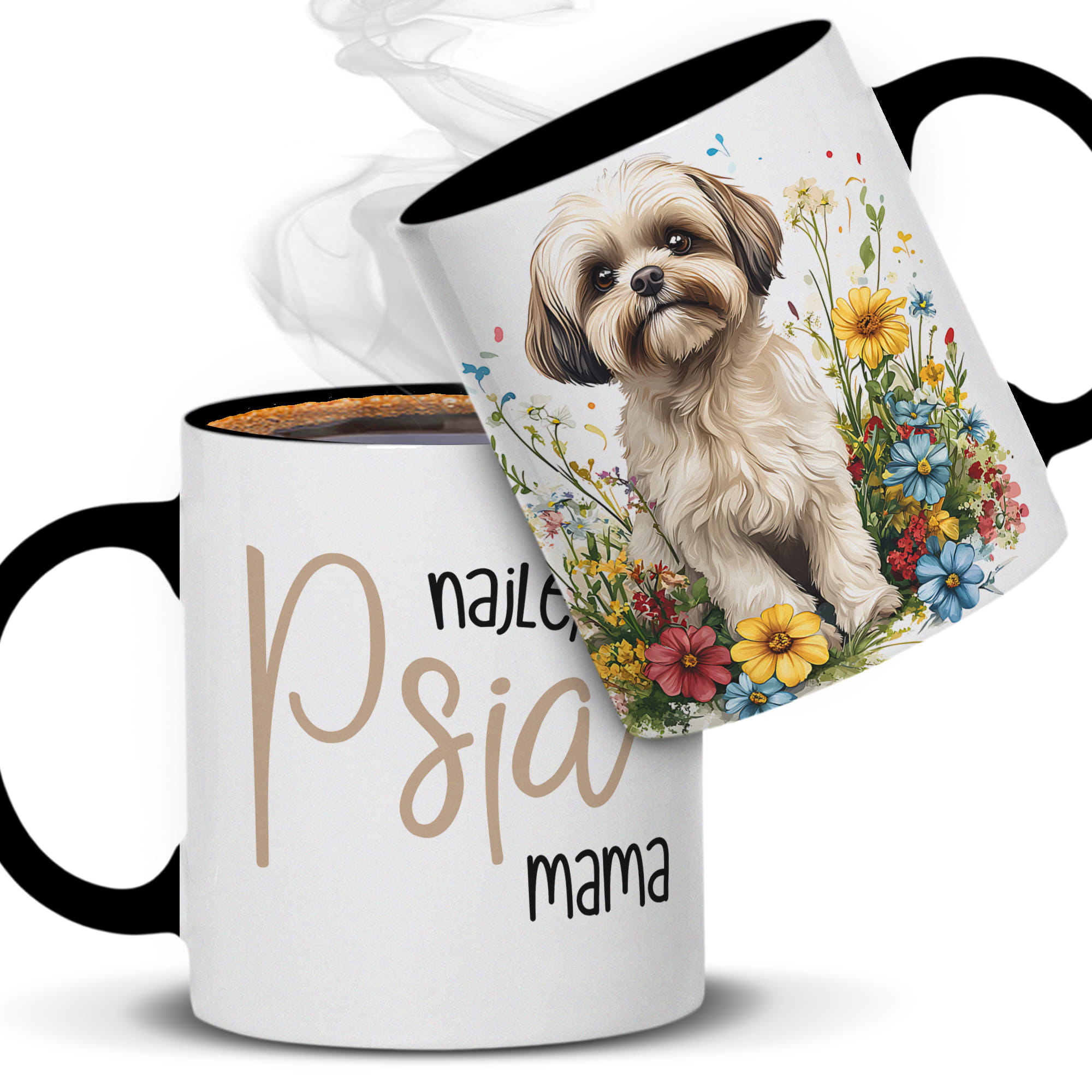 Najlepsza psia mama kubek ucho kolor kolor czarnyy