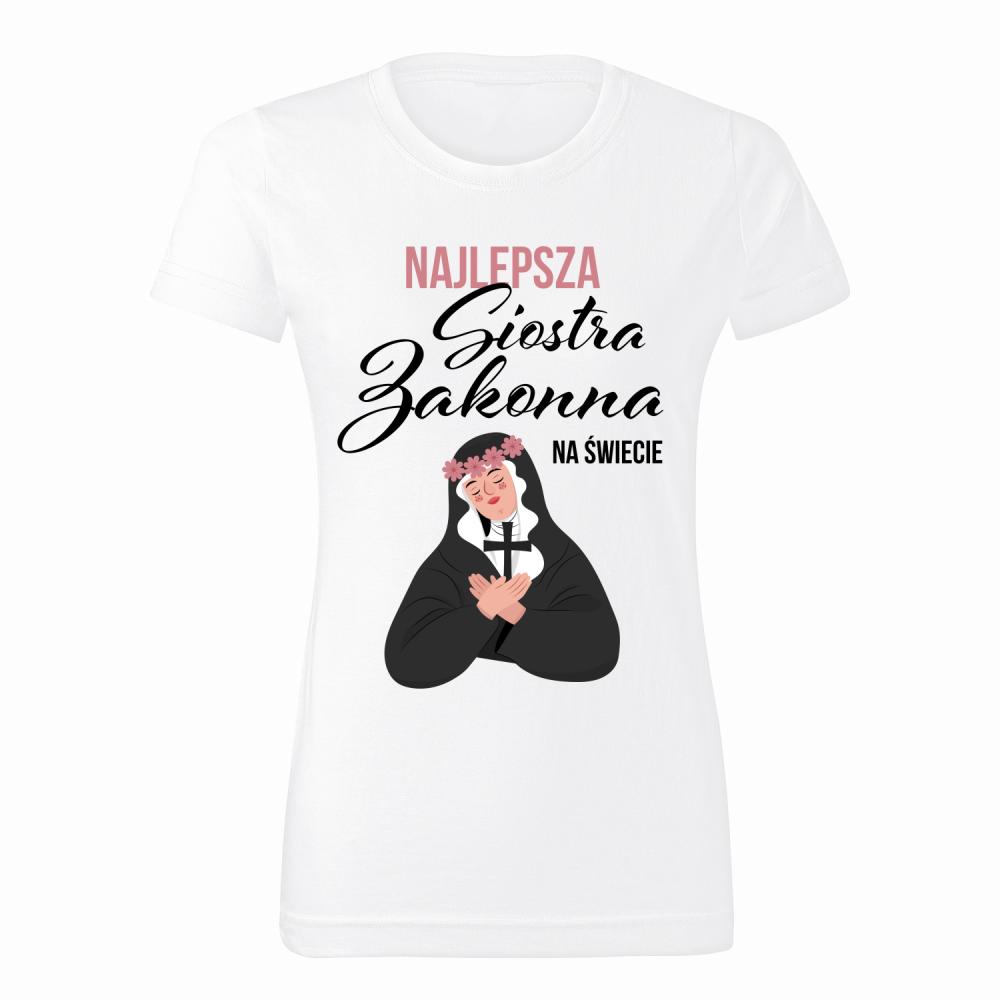 Najlepsza siostra zakonna na świecie koszulka damska kolor biały