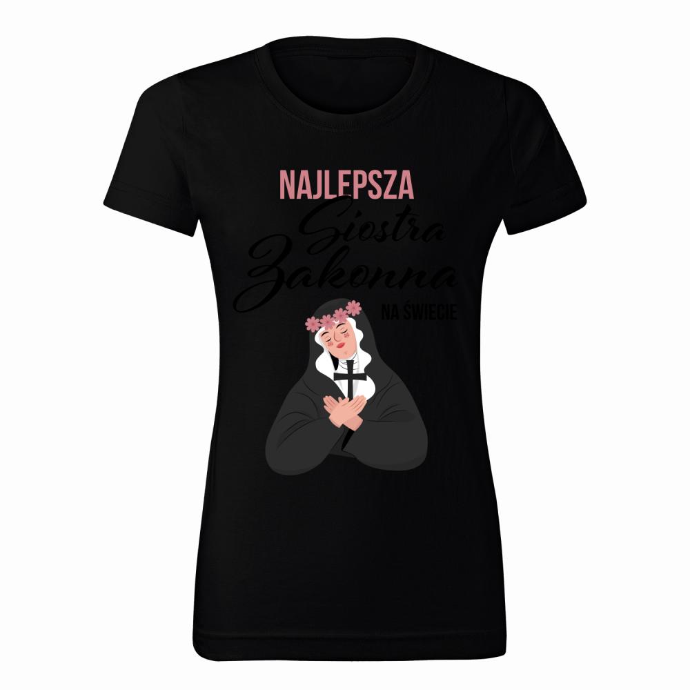 Najlepsza siostra zakonna na świecie koszulka damska kolor czarnyy