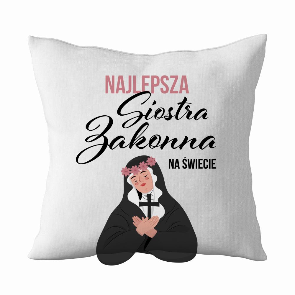 Najlepsza siostra zakonna na świecie poduszka kolor biały