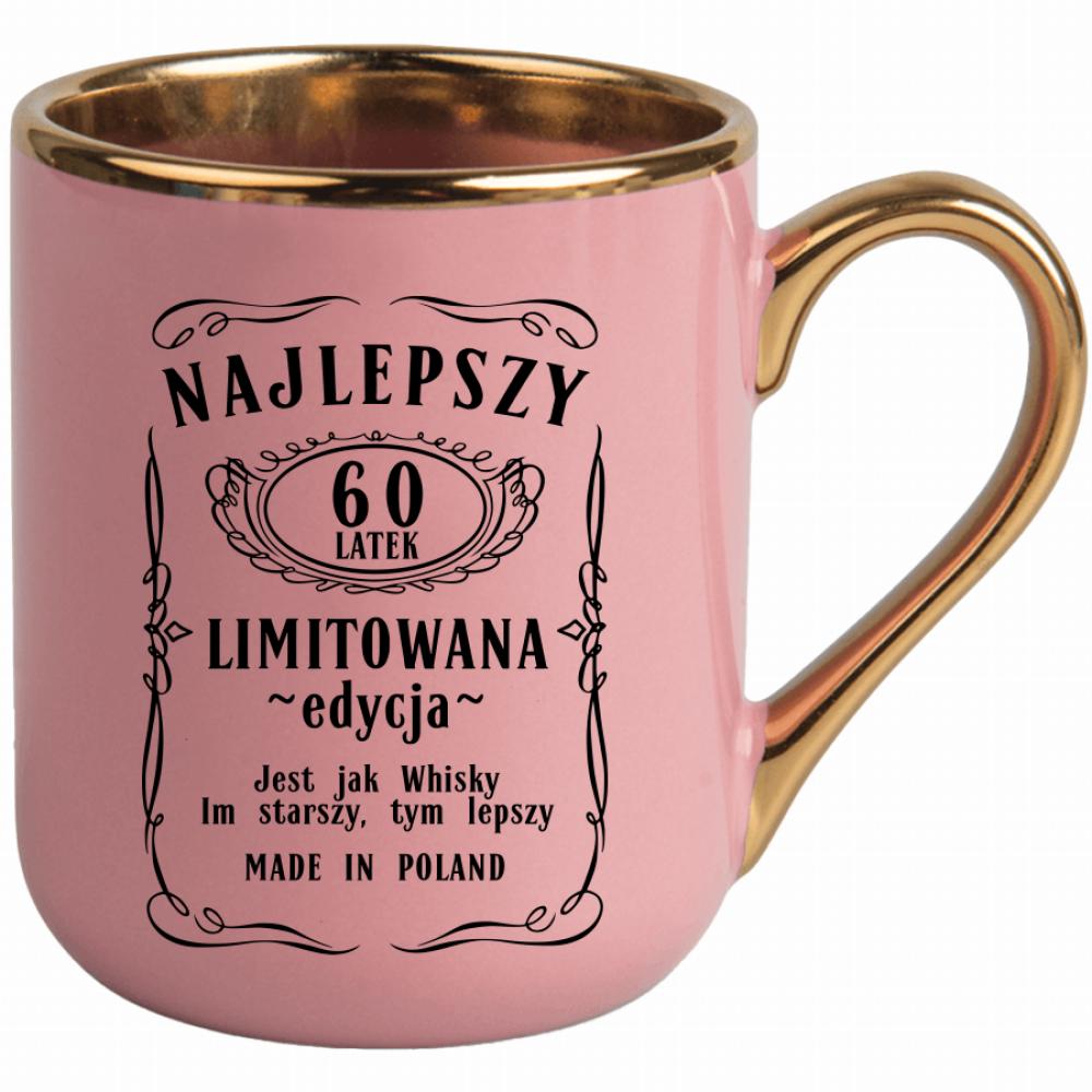 Najlepszy 60-latek, limitowana edycja kubek elegant różowy kolor jasny róż