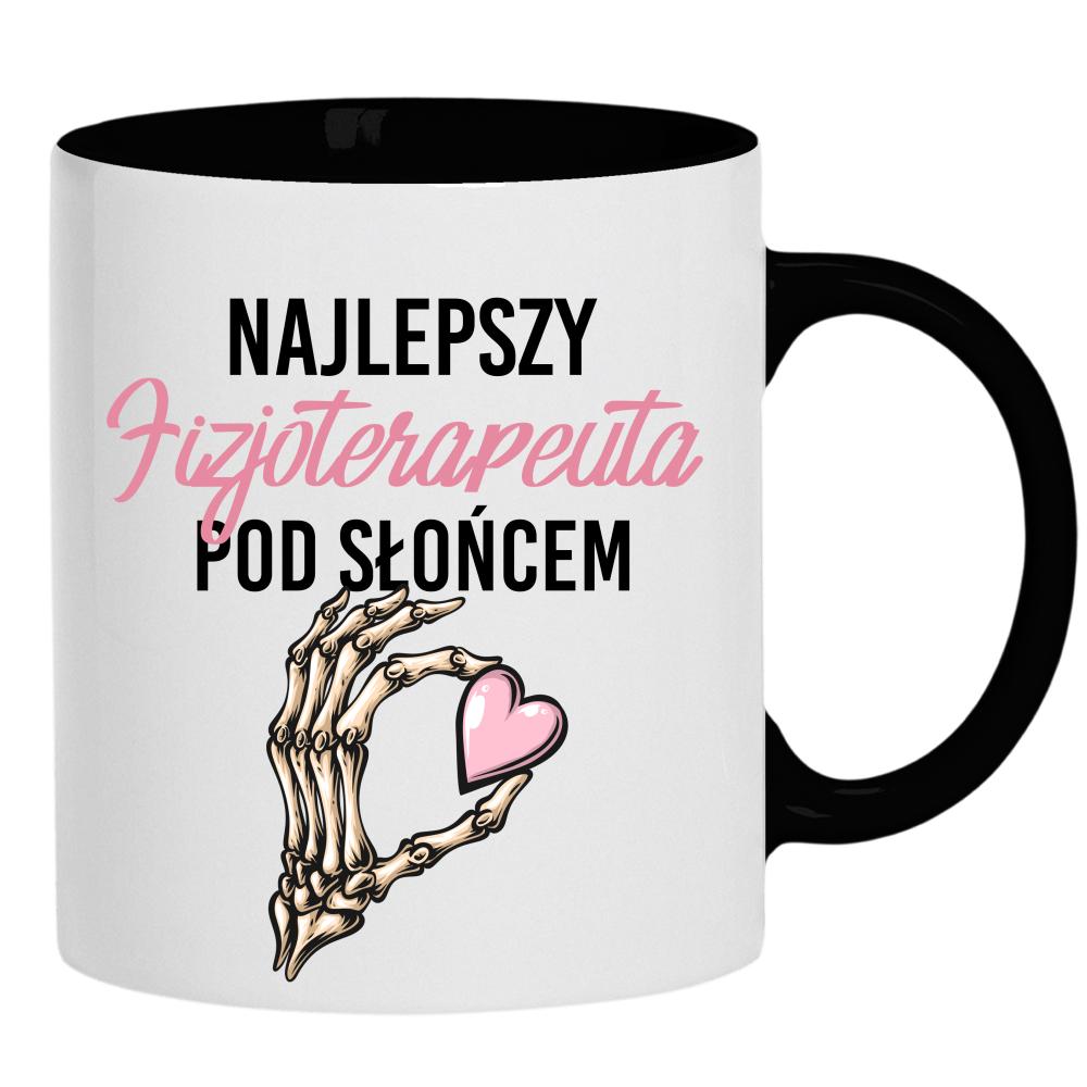 Najlepszy fizjoterapeuta pod słońcem kubek ucho kolor kolor czarnyy