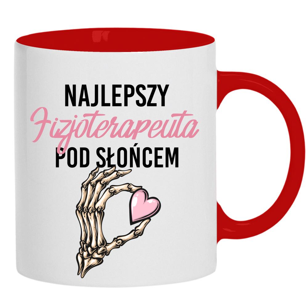 Najlepszy fizjoterapeuta pod słońcem kubek ucho kolor kolor czerwony