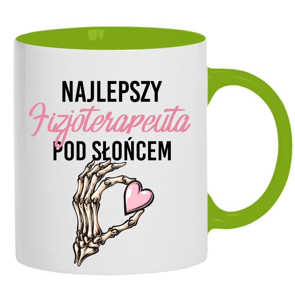 Najlepszy fizjoterapeuta pod słońcem kubek ucho kolor kolor zielony