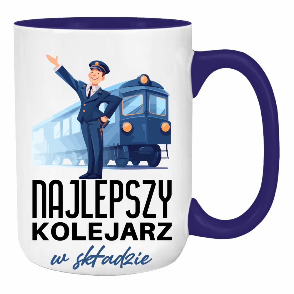 Najlepszy kolejarz duży kubek ucho kolor kolor navy