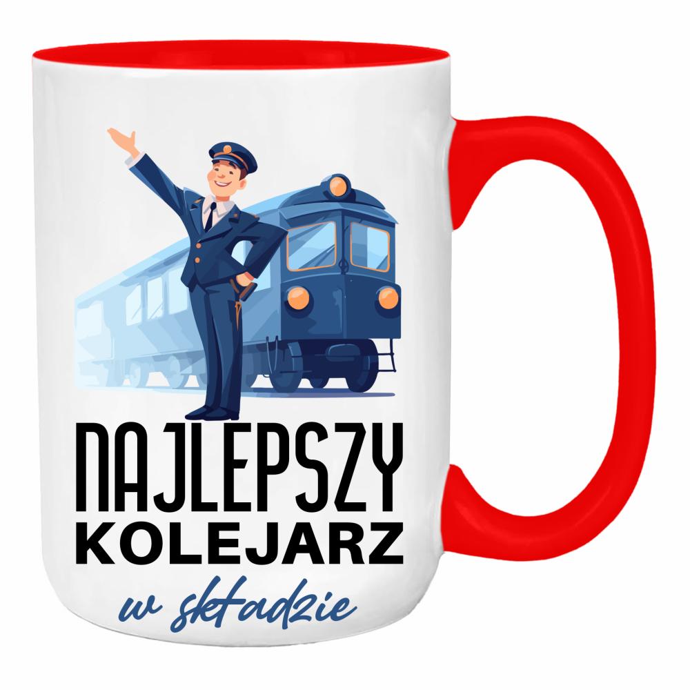 Najlepszy kolejarz duży kubek ucho kolor kolor red