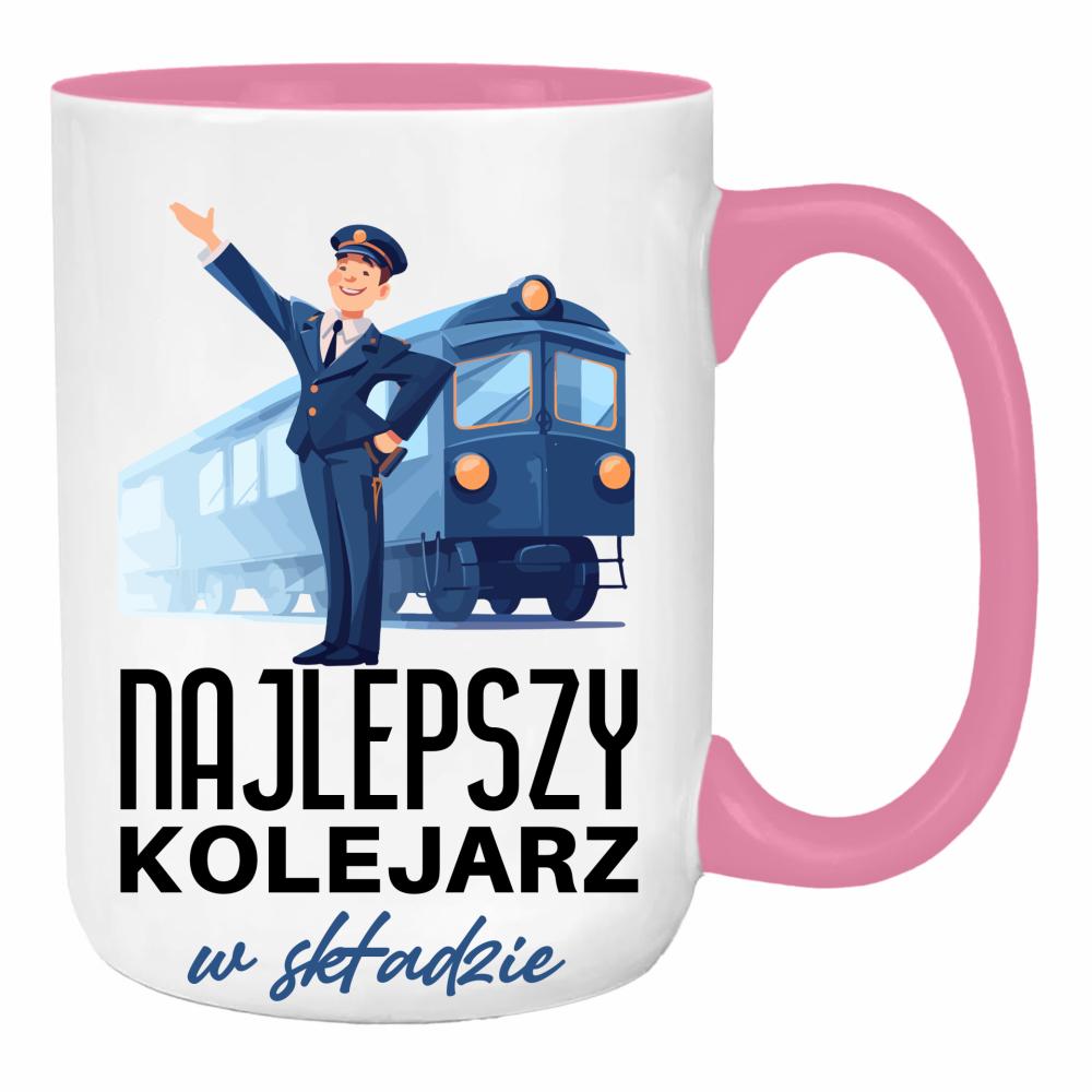 Najlepszy kolejarz duży kubek ucho kolor kolor różowy