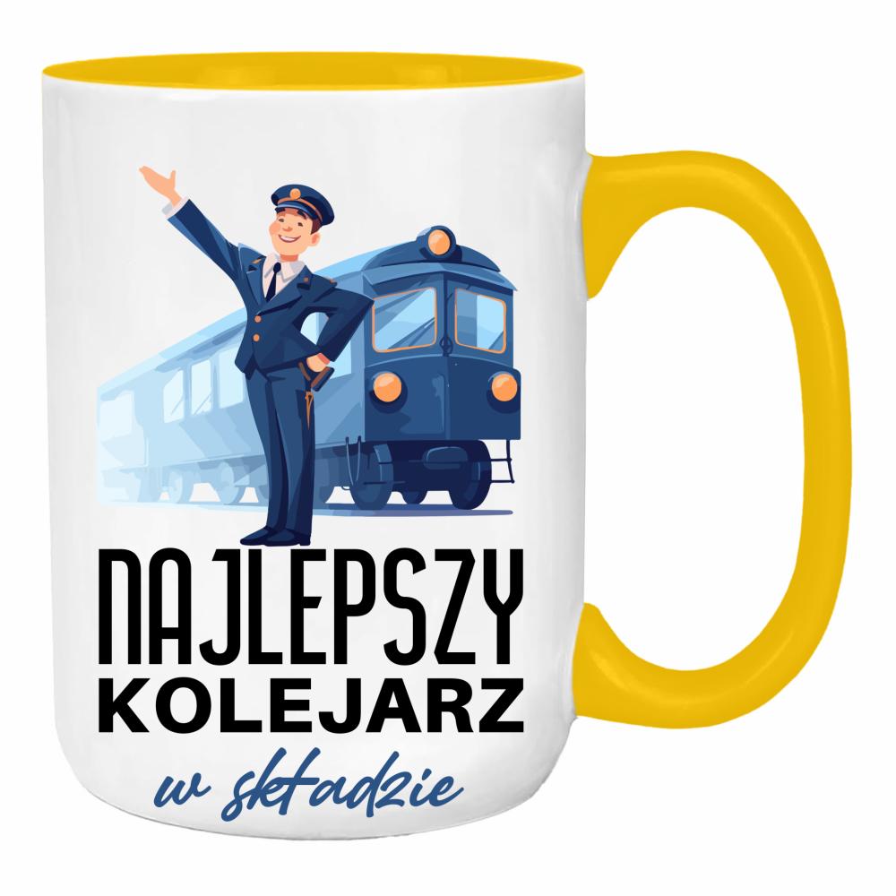 Najlepszy kolejarz duży kubek ucho kolor kolor żółty
