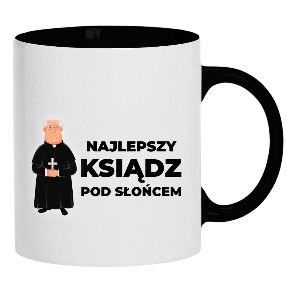 Najlepszy Ksiądz pod Słońcem kubek ucho kolor kolor czarnyy