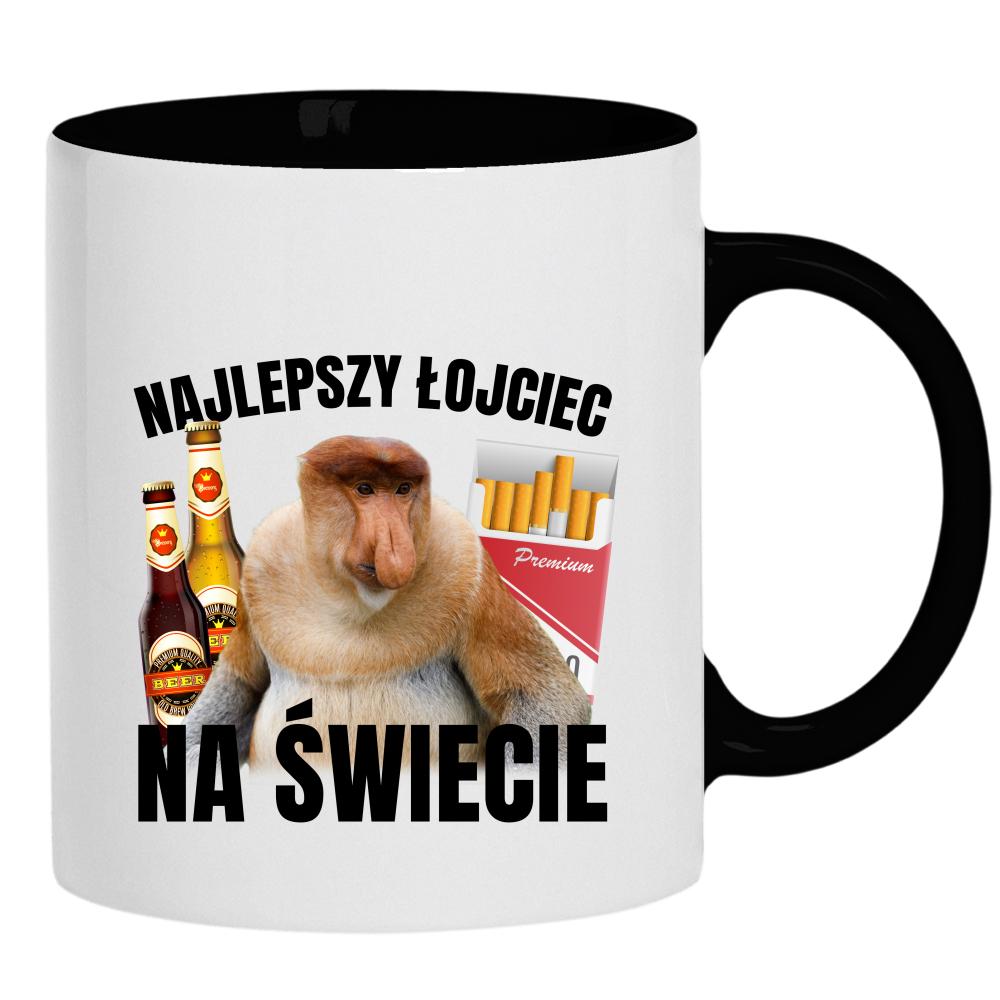 Najlepszy łojciec na świecie kubek ucho kolor kolor czarnyy