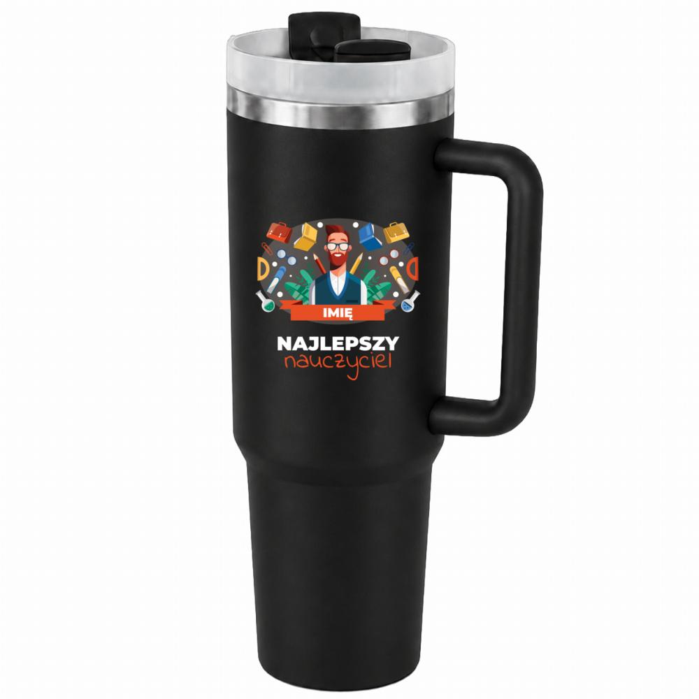 Najlepszy nauczyciel 2 kubek termiczny czarny kolor fioletowy