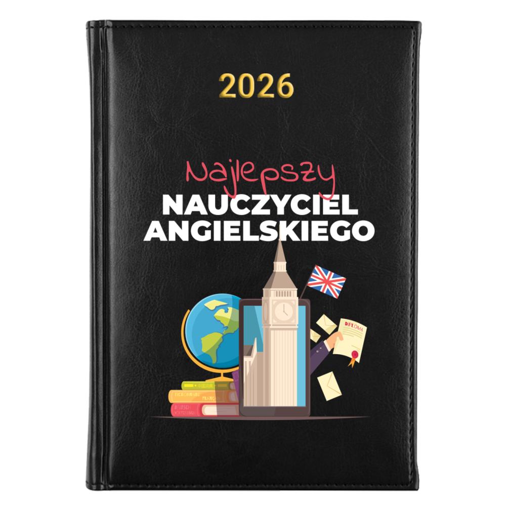 Najlepszy nauczyciel angielskiego kalendarz książkowy a5 2026 kolor turkusowe